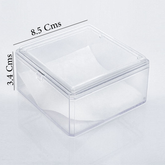 36 Pcs Clear Plastic Box with Hinge Cover Lid   8.5x8.5x3.00 Cms